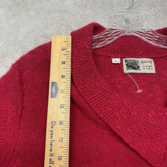 Habitat Womens Sweater Red Large Lagenlook Pullover Button Knit Boxy Casual Top - Picture 3 of 13